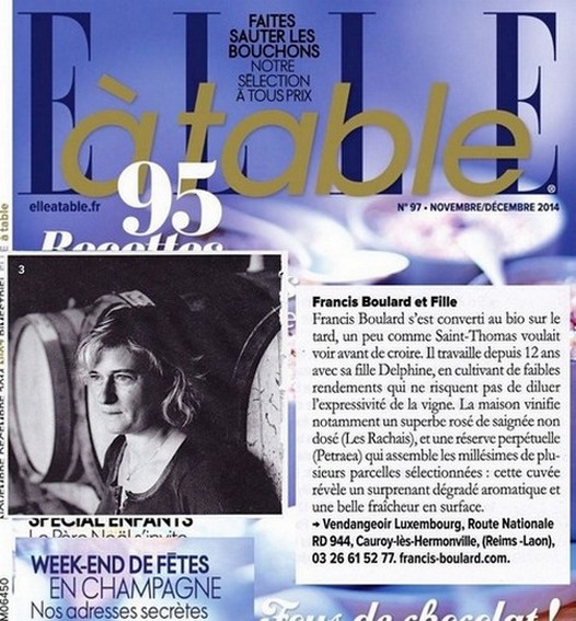Magazine ELLE -à Table - Novembre 2014c Delphine Richard - Boulard - Organic Champagne Bio